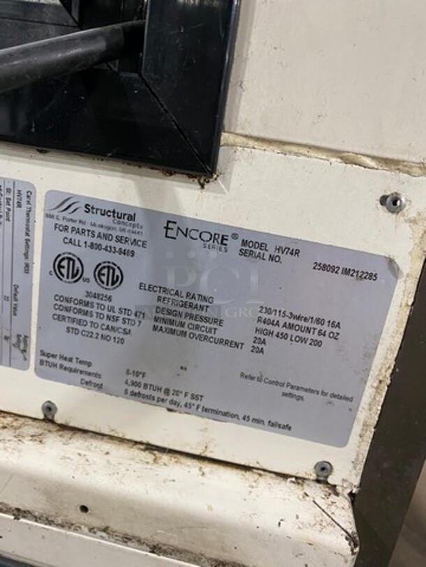 Structural Concepts Commercial Refrigerated Display Case Merchandiser! With Curved Front Glass! With Rear Access Doors! Model: HV74R SN: 258092IM212285 115/230V 60HZ 1 Phase - Image 6 of 9