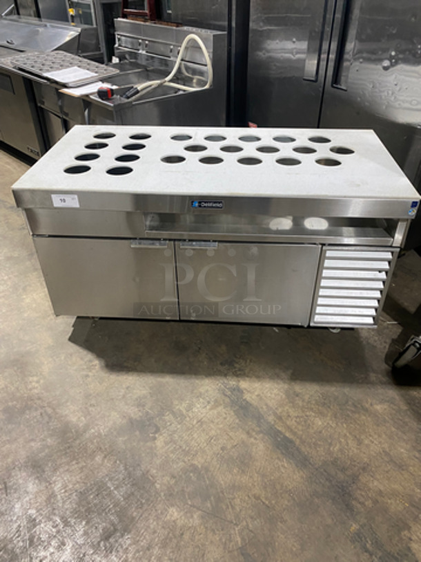 Delfield Commercial Cold Pan Top! With 2 Door Storage Space Underneath! All Stainless Steel! On Casters!