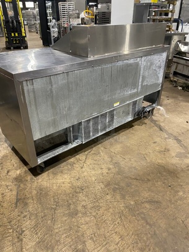 BEVERAGE AIR All Stainless-Steel! Refrigerated Sandwich/Salad Prep Table Area With Lid! With 3 Door Storage! On Casters! - Image 4 of 9