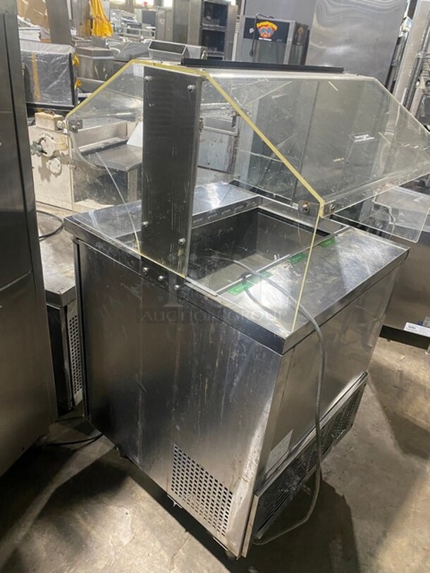 Turbo Air Refrigerated Salad Bar Island! Single Door Storage Space Underneath! All Stainless Steel! Model MST28711S SN:MS2T803217 115V  - Image 4 of 10