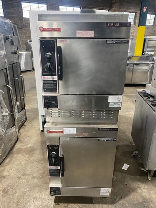 Sweet! 2014 Market Forge Commercial Natural Gas Powered Double Deck Convection  Steamer Cabinet! All Stainless Steel! On Legs! 2x Your Bid Makes One Unit! Model: SIRIUS II-6!