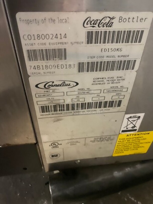 Cornelius Commercial 6 Spout And Ice Dispenser Beverage System! Model: ED150BC SN: 7481809ED183 115V 60HZ 1 Phase - Image 6 of 12