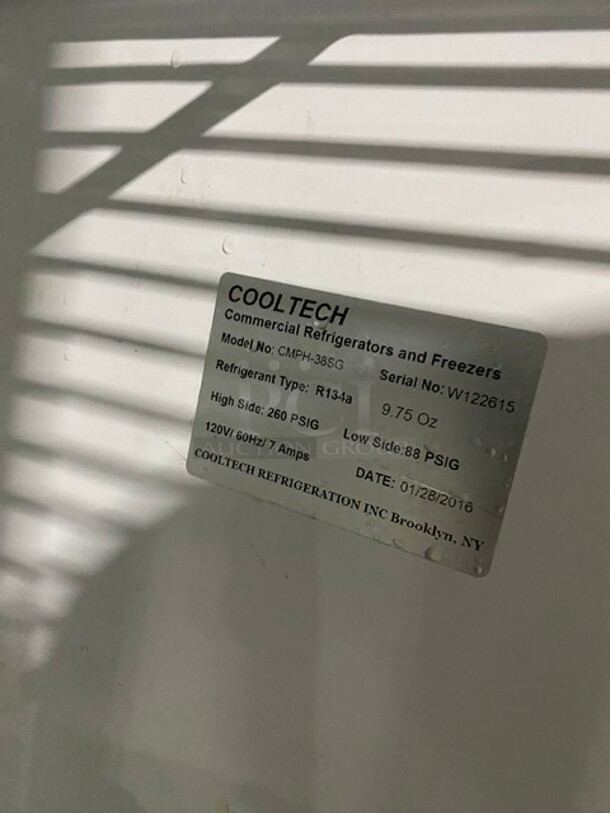 2016 Cooltech Commercial 2 Door Reach In Cooler Merchandiser! With Poly Coated Racks! With View Through Doors! All Stainless Steel! Model CMPH38SG Serial W122615! 120V! - Image 7 of 8