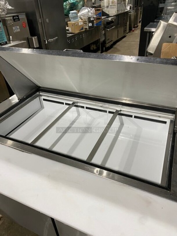 Kool It Commercial Refrigerated Sandwich Prep Table! With Commercial Cutting Board! With 2 Door Underneath Storage Space! All Stainless Steel! On Small Casters! Model: KSP48M SN: KSP48M7058040 115V 60HZ 1 Phase - Image 5 of 11