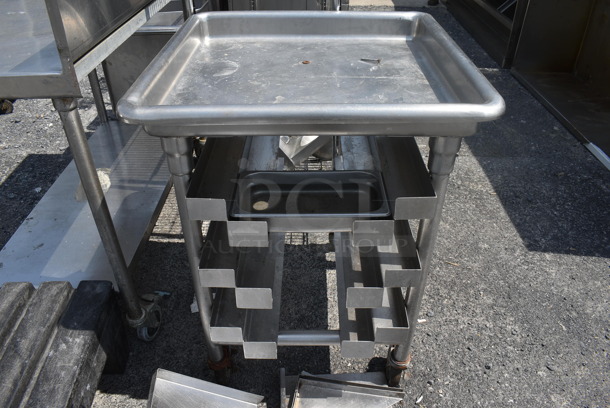 Stainless Steel Commercial Pan Transport Rack w/ Countertop Basin on Commercial Casters. 27x27x37