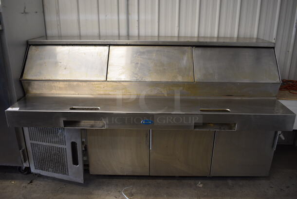 2012 Randell Model PH96E3 Stainless Steel Commercial Prep Table on Commercial Casters. 115 Volts, 1 Phase. 96x41x54.5. Tested and Does Not Power On