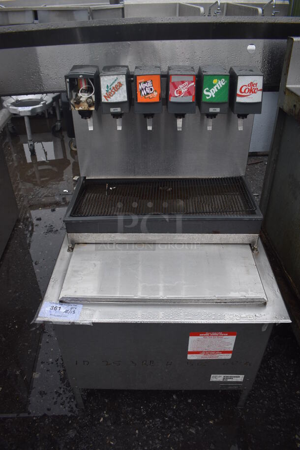 Stainless Steel Commercial 6 Flavor Carbonated Beverage Machine on Drop In Ice Bin. 25x25x40 