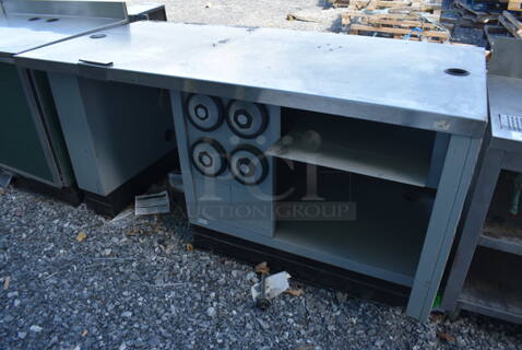 Duke Stainless Steel Commercial Cashier Station Make Line Piece w/ 4 Cup Dispensers. 73x34x36