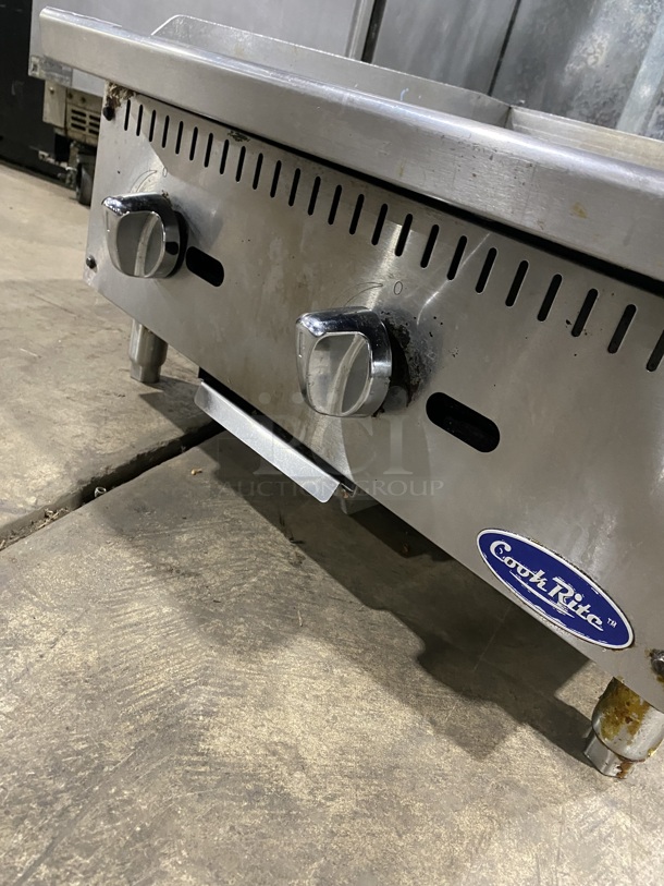 NICE! COOK RITE Stainless Steel Commercial Countertop Natural Gas Powered 24 Inch Flat Top Griddle! On Legs! Working When Removed!  - Image 6 of 7