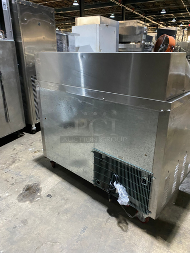 Leader Commercial Refrigerated Sandwich/Salad Prep Table! With Wooden Cutting Board! With 2 Door Storage Space Underneath! With Poly Coated Rack! All Stainless Steel! On Casters! Model: LM48 SN: GZ12M0807B 115V 60HZ 1 Phase - Image 4 of 10