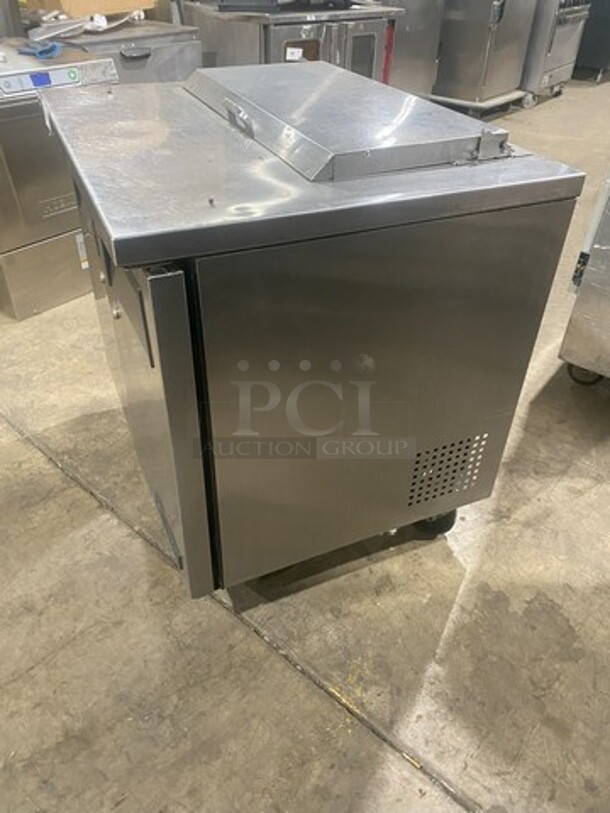 True All Stainless Steel Refrigerated Bain Marie/Sandwich Prep Table! With 2 Door Storage Underneath! Model TSSU36-08 Serial 8815688! 115V 1 Phase! On Casters!  - Image 2 of 9