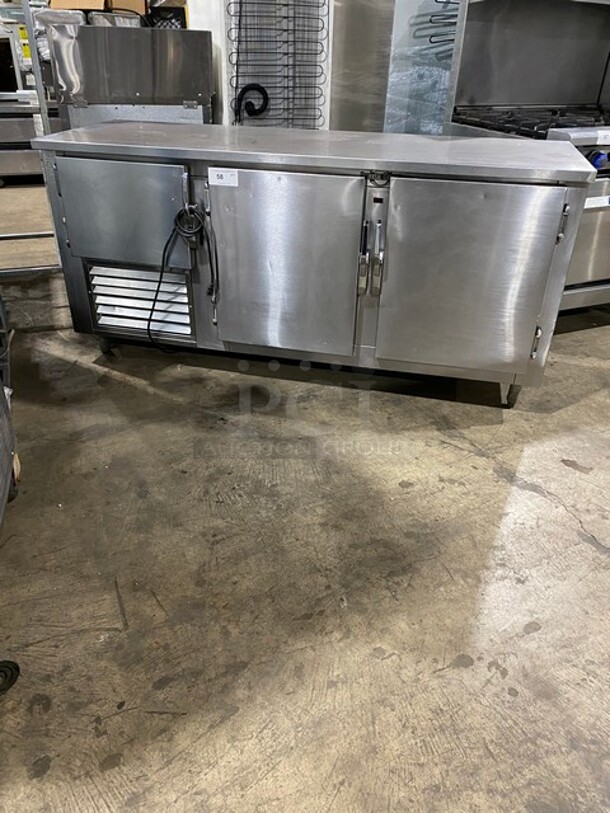 GZG Commercial 3 Door Lowboy/Worktop Cooler! All Stainless Steel! On Legs! 115V 60HZ 1 Phase