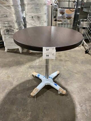 Brand New! Red Oak 30 Inch Round 1.5" Thick BUTCHER BLOCK Style Dining Table! Walnut Finish! With Polished Base! 