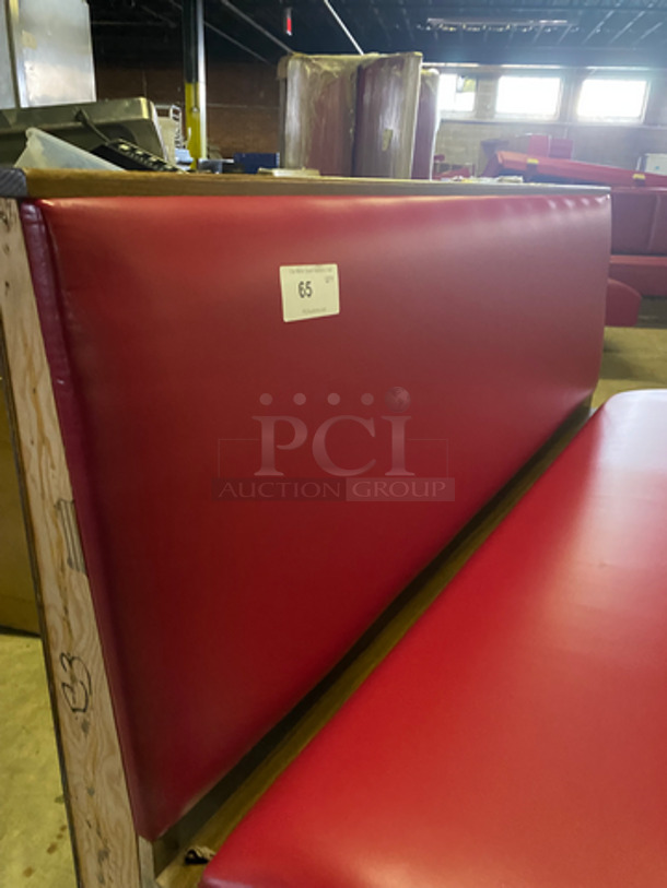 NEW! Single Sided Red Cushioned Booth Seat! With Wooden Outline! Perfect For Up Against The Wall! Can Be Connected To Any Of The Booths Listed! - Image 6 of 7