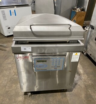 Sipromac Commercial Floor Style Single Chamber Vacuum Sealing Machine! All Stainless Steel! On Casters! MODEL 550A SN:5516 208V 3PH