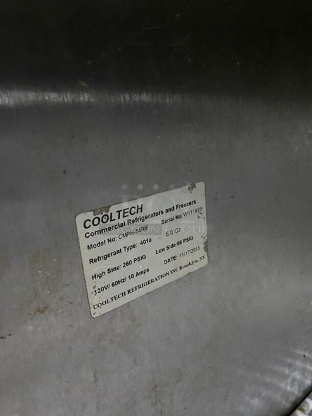 Cool Tech Commercial Stainless Steel 2 Door Reach In Refrigerator! With Poly Coated Racks! On Casters! 120V! Model: CMPH-54RIF SN: W111815! - Image 8 of 9