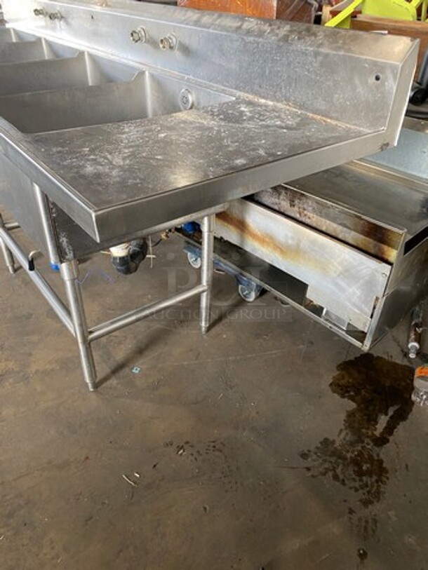 Southern Stainless Commercial 4 Compartment Dish Washing Sink! With Dual Side Drain Board! With Back Splash! All Stainless Steel! On Legs! - Image 2 of 10