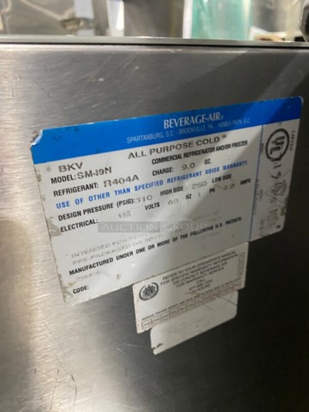 Beverage Air Single Side Access Milk Cooler! Stainless Steel! On Casters! Model: SM49N 115V 60HZ 1 Phase - Image 6 of 7