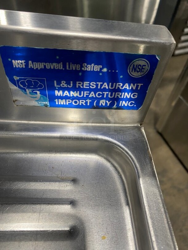 SWEET! L & J Commercial 3 Bay Bar Back Sink! With Dual Side Drain Boards! With Back Splash! With Faucets And Handles! All Stainless Steel! On Legs! - Image 9 of 9