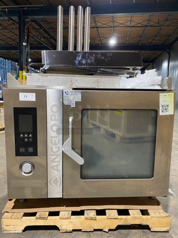 Angelo Po Commercial Combi Convection Oven! With Digital Controls! With View Through Door! All Stainless Steel! Model: FX82G3TUKX04 SN: 94097972501
