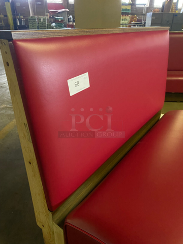 NEW! Single Sided Red Cushioned Booth Seat! With Wooden Outline! Perfect For Up Against The Wall! Can Be Connected To Any Of The Booths Listed! - Image 6 of 7