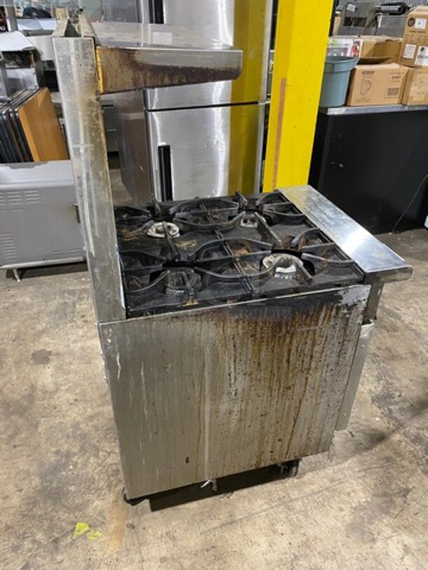 LATE MODEL! 2022 Asber Commercial Natural Gas Powered 4 Burner Stove! With Raised Back Splash And Salamander Shelf! With Oven Underneath! All Stainless Steel! On Casters! Model: AER424NG SN: 8102557218 - Image 3 of 10