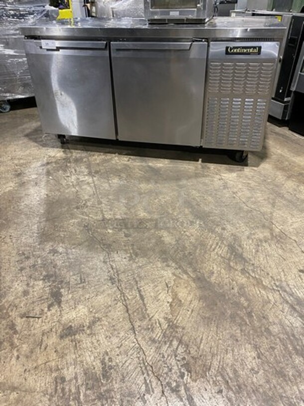 Continental Commercial 2 Door Lowboy/Worktop Cooler! All Stainless Steel! On Casters! Model: CFB67 SN: 15339614 115V 60HZ 1 Phase