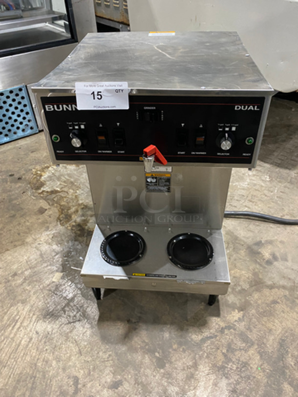 Bunn Commercial Countertop Dual Coffee Brewing Machine! With Hot Water Line! All Stainless Steel! On Small Legs! Model: DUAL SN: DUAL030342 120/240V 60HZ 1 Phase