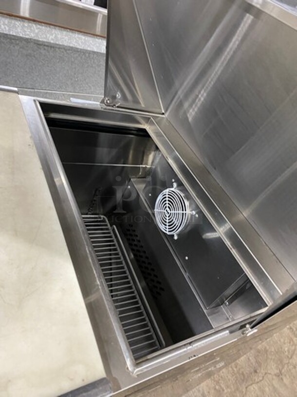 Atosa Commercial Refrigerated Sandwich Prep Table! With Commercial Cutting Board! With Single Door Storage Space! Poly Coated Rack! All Stainless Steel! On Casters! Model: MSF8301 SN: MSF830104216101500C40036 115V 60HZ 1 Phase - Image 8 of 10