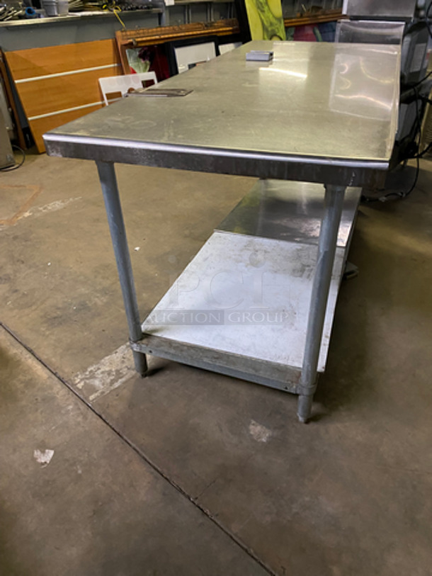 NICE! Solid Stainless Steel Worktop/ Prep Table! With Backsplash! With Storage Space Underneath! On Legs! - Image 2 of 8