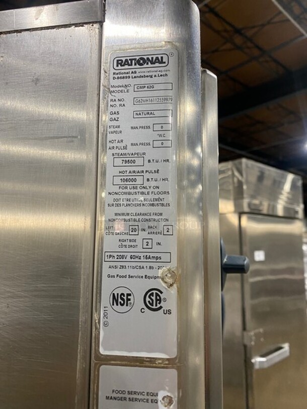 Rational Model CMP62G Stainless Steel Commercial Natural Gas Powered Combi Oven w/ View Through Door! 2x Your Bid Makes One Unit! MODEL CMP62G SN: G62MH16112559979 208V 1PH - Image 5 of 10