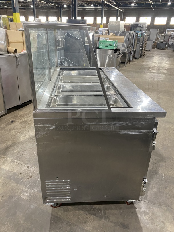 Nice! Leader Refrigerated Mega Top Sandwich Prep Table! With Sneeze Guard! With 2 Door Underneath Storage Space! Model ESLM60S/C! 115v 1ph!  On Casters! - Image 2 of 8