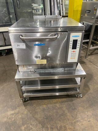 WOW! TurboChef Commercial Stainless Steel Electric Powered Rapid Cook Convection Oven! On Double Shelf Stand With Casters! 208/230-240V! Model: NGC SN: NGCD613446!