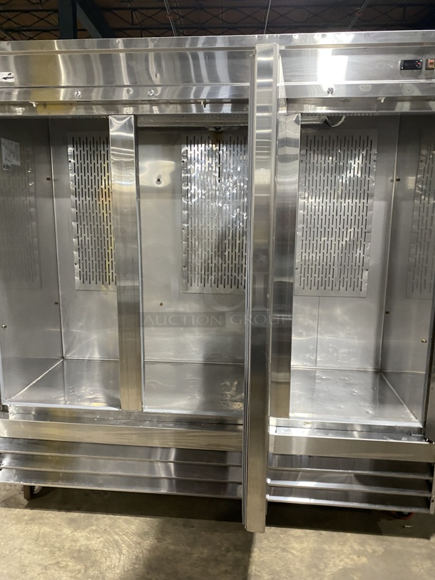 INDUSTRY Commercial 3 Door Reach In Freezer!  All Stainless Steel! On Casters! Model CFD-3FF-HC  - Image 5 of 8