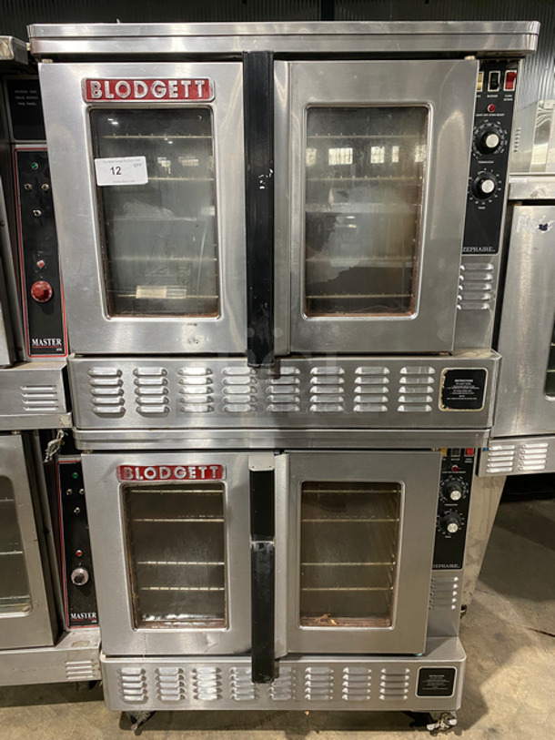 WOW! Blodgett Commercial Natural Gas Powered Double Deck Convection Oven! With View Through Doors! Metal Oven Racks! All Stainless Steel! On Casters! 2x Your Bid Makes One Unit!