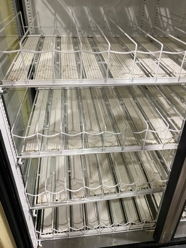 NICE! True Commercial 2 Door Reach In Cooler Merchandiser! With View Through Doors And Sides! With Poly Beverage Racks! Model: GEM49 SN: 14438952 115V 60HZ 1 Phase - Image 6 of 9