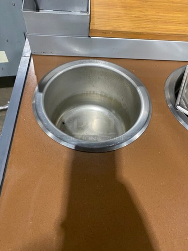 GREAT! Commercial Self-Service Waitress Station! With Announcement Chalk Board! With Dual Side Condiment Caddies! With Utensil Holders! With Assorted Size Cup Holders! Wooden Top And Stainless Steel Body! - Image 4 of 8