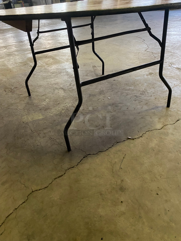 Assorted Size Wooden Pattern Round Tables! With Foldable Metal Base! 7x Your Bid! - Image 3 of 7