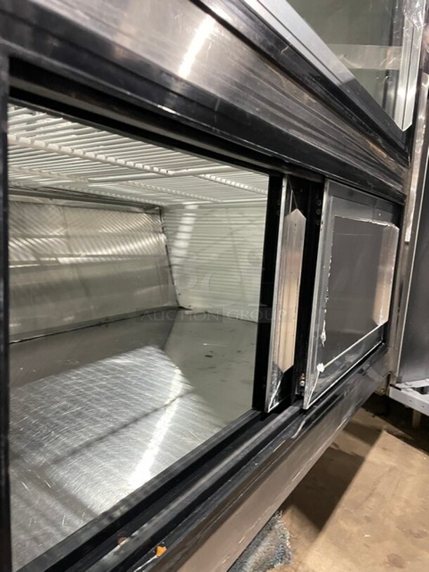 AWESOME! Leader 7/11 Style Commercial Refrigerated Glass Front Meat Deli Display Case! With Additional Top Display! With Rear Access Sliding Doors! With Poly Coated Racks!  115V 1 Phase! Model: SDL72 S/C SN: PW03M1401A! - Image 8 of 11