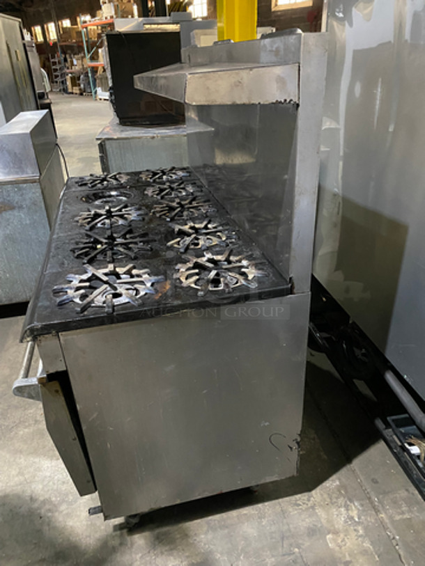 Vulcan Commercial Natural Gas Powered 10 Burner Stove! With 2 Full Size Oven Underneath! Metal Oven Rack! With Raised Back Splash And Salamander Shelf! All Stainless Steel! - Image 2 of 9