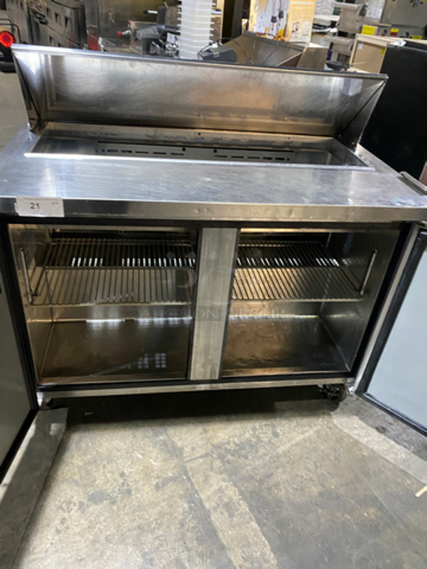 COOL! Turbo Air Commercial Refrigerated Sandwich Prep Table! With 2 Door Storage Space Underneath! With Poly Coated Racks! All Stainless Steel! On Casters! Model: MST48 115V 60HZ - Image 5 of 10
