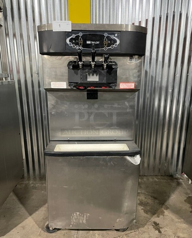 Taylor Crown Commercial 3 Handle Soft Serve Ice Cream Machine! All Stainless Steel! On Casters! Model: C71333 SN:M0104654 208/230V 3Ph
 - Image 1 of 10