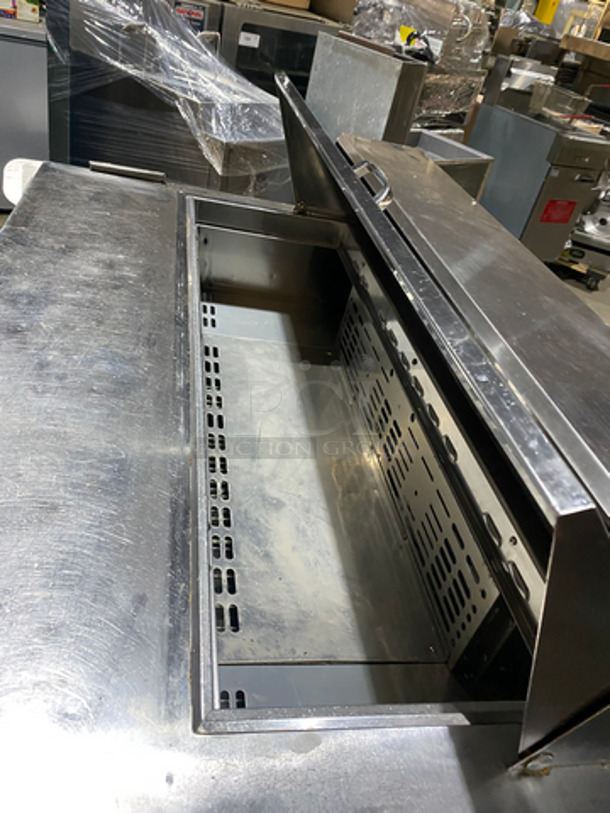 COOL! Turbo Air Commercial Refrigerated Sandwich Prep Table! With 2 Door Storage Space Underneath! With Poly Coated Racks! All Stainless Steel! On Casters! Model: MST48 115V 60HZ - Image 8 of 10