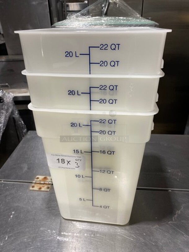 Cambro 22Qt White Poly Food Containers! 3x Your Bid! - Image 1 of 4