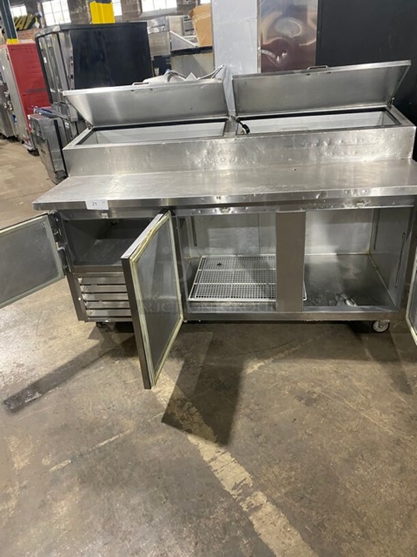 Leader Commercial Refrigerated Pizza Prep Table! With 3 Door Storage Space Underneath! All Stainless Steel! Model: ESPT72SC SN: NP08C2296 115V 60HZ 1 Phase - Image 5 of 9