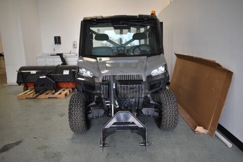 Polaris Brutus Diesel HD PTO Utility Vehicle w/ Brush Attachment and Auger Attachment. Odometer Reads 6,151 Miles. 