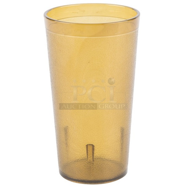 Box of 72 BRAND NEW SCRATCH AND DENT! Carlisle 521613 Stackable 16 oz. Amber SAN Plastic Tumbler 