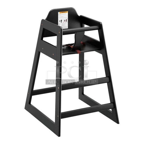 BRAND NEW SCRATCH AND DENT! Lancaster Table & Seating 164HIGHBKDBLK Standard Height Wooden High Chair with Black Finish - Unassembled - Image 1 of 3
