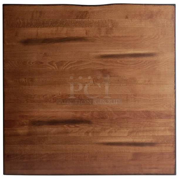 4 BRAND NEW SCRATCH AND DENT! Lancaster Table & Seating 3493636ANTWA 36" x 36" Solid Wood Live Edge Table Top with Antique Walnut Finish. 4 Times Your Bid! - Image 1 of 4