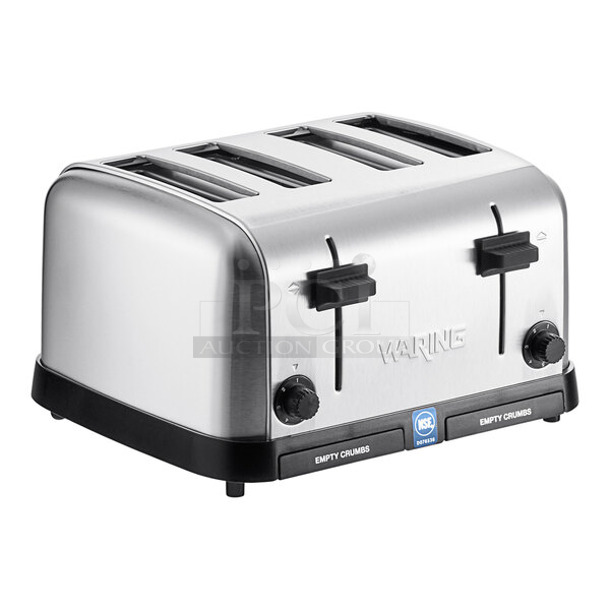 BRAND NEW SCRATCH AND DENT! Waring WCT708 Stainless Steel Countertop 4 Slot Toaster. 120 Volts, 1 Phase. - Item #1112555